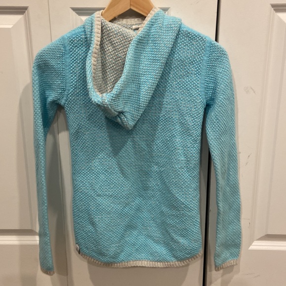 Ivivva Aqua/Light Blue & Light Grey Knit Hooded Sweater - Picture 6 of 7